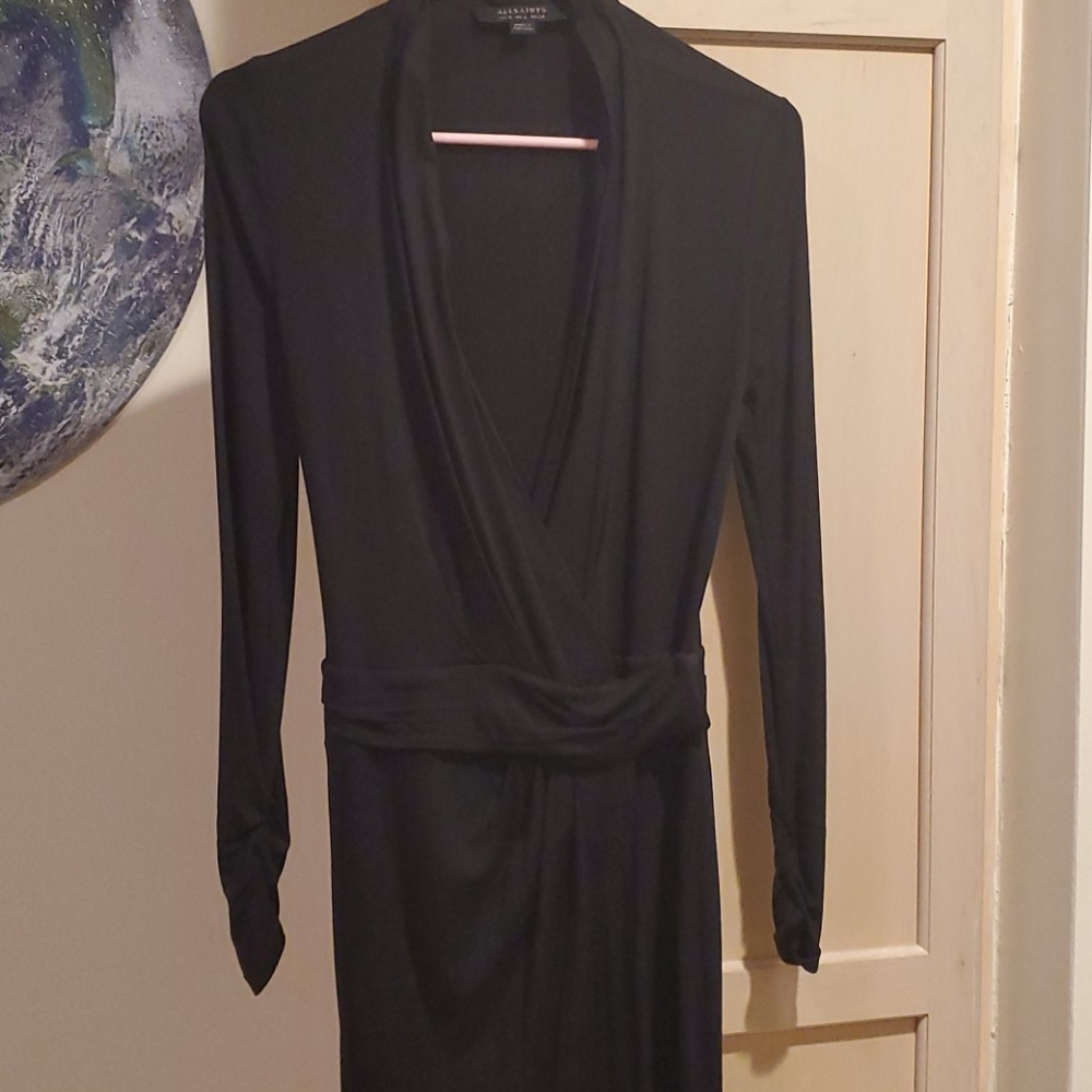 Allsaints nova long sleeve wrap dress